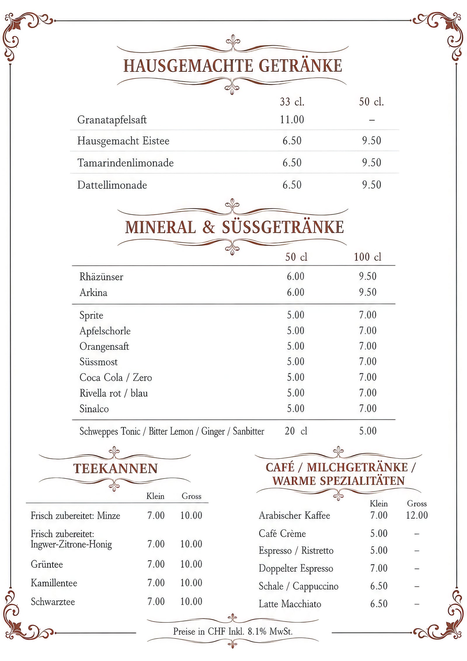 Menu page 1